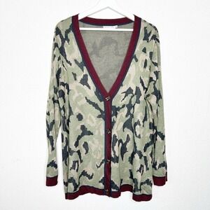 (Rescent) Rive Green and Maroon Camouflage Cardigan Sweater 2/3 (M/L)